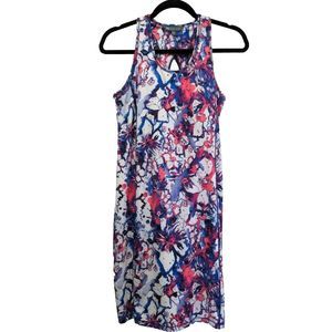 Title Nine Womens Floral Splatter Tank Dress Size M Golf Outdoor White Pink
